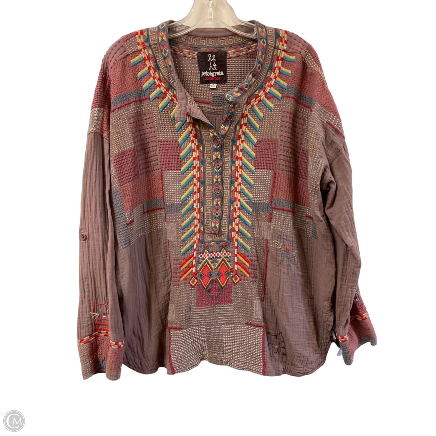 Top Long Sleeve Designer By Johnny Was In Brown, Size: M