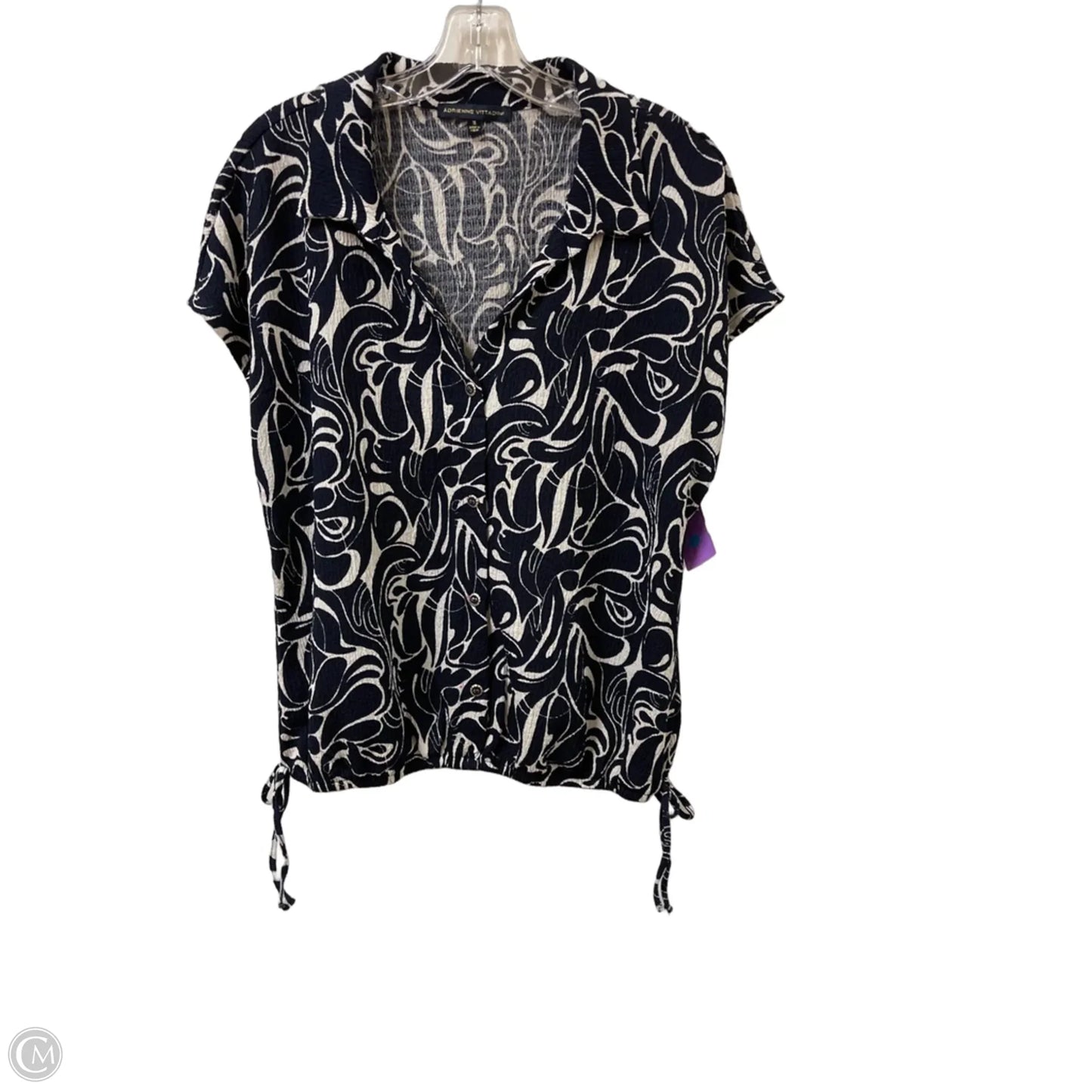 Blouse Short Sleeve By Adrienne Vittadini In Navy, Size: Xl