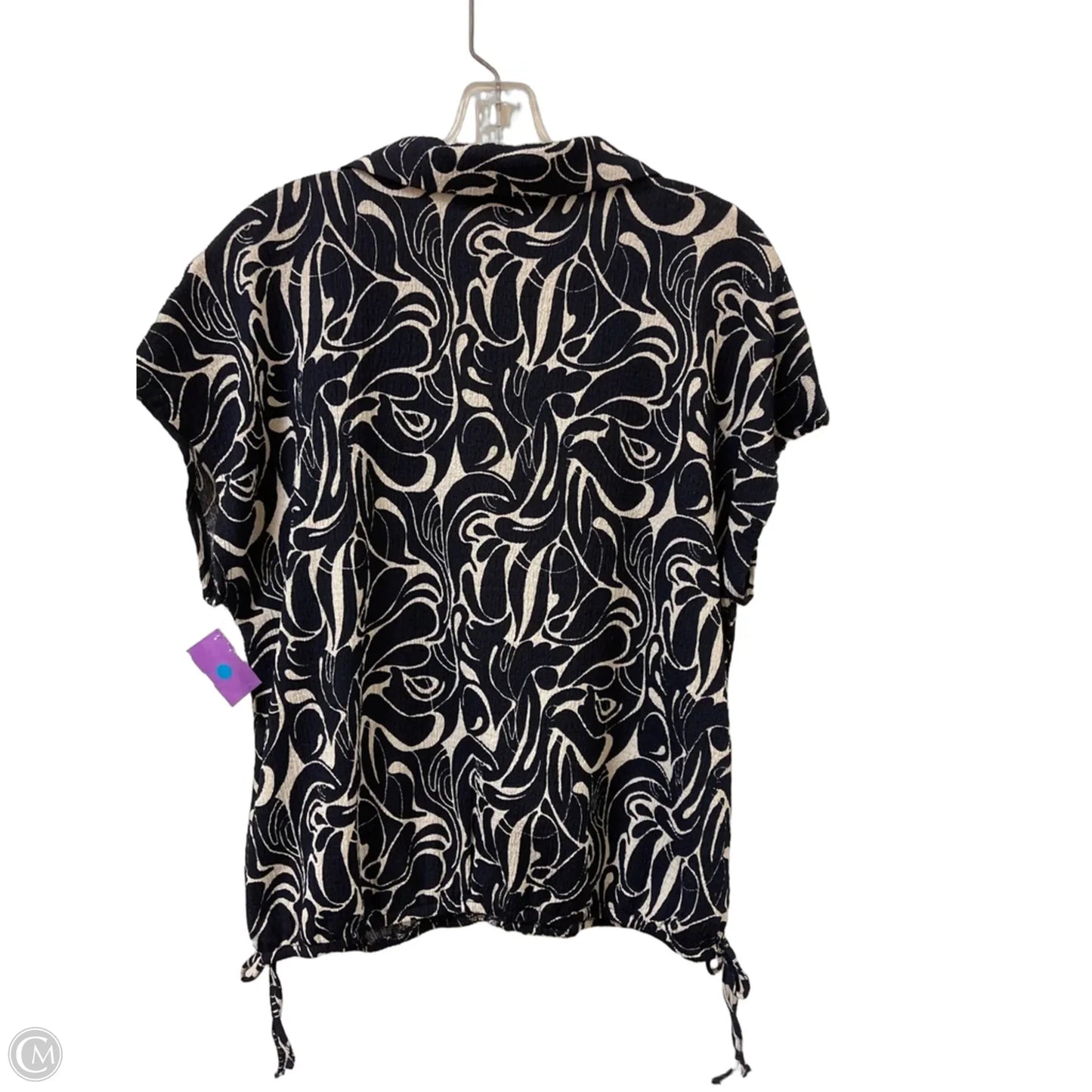 Blouse Short Sleeve By Adrienne Vittadini In Navy, Size: Xl
