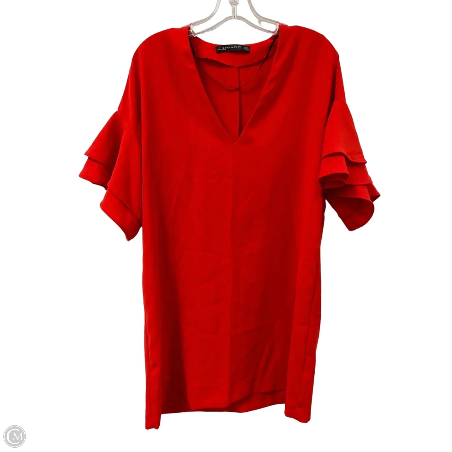 Dress Casual Midi By Zara In Red, Size: L