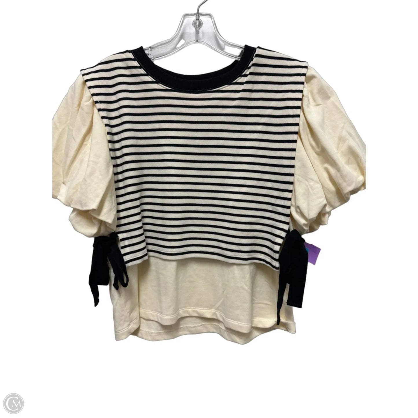 Top Short Sleeve By Entro In Black & Cream, Size: M