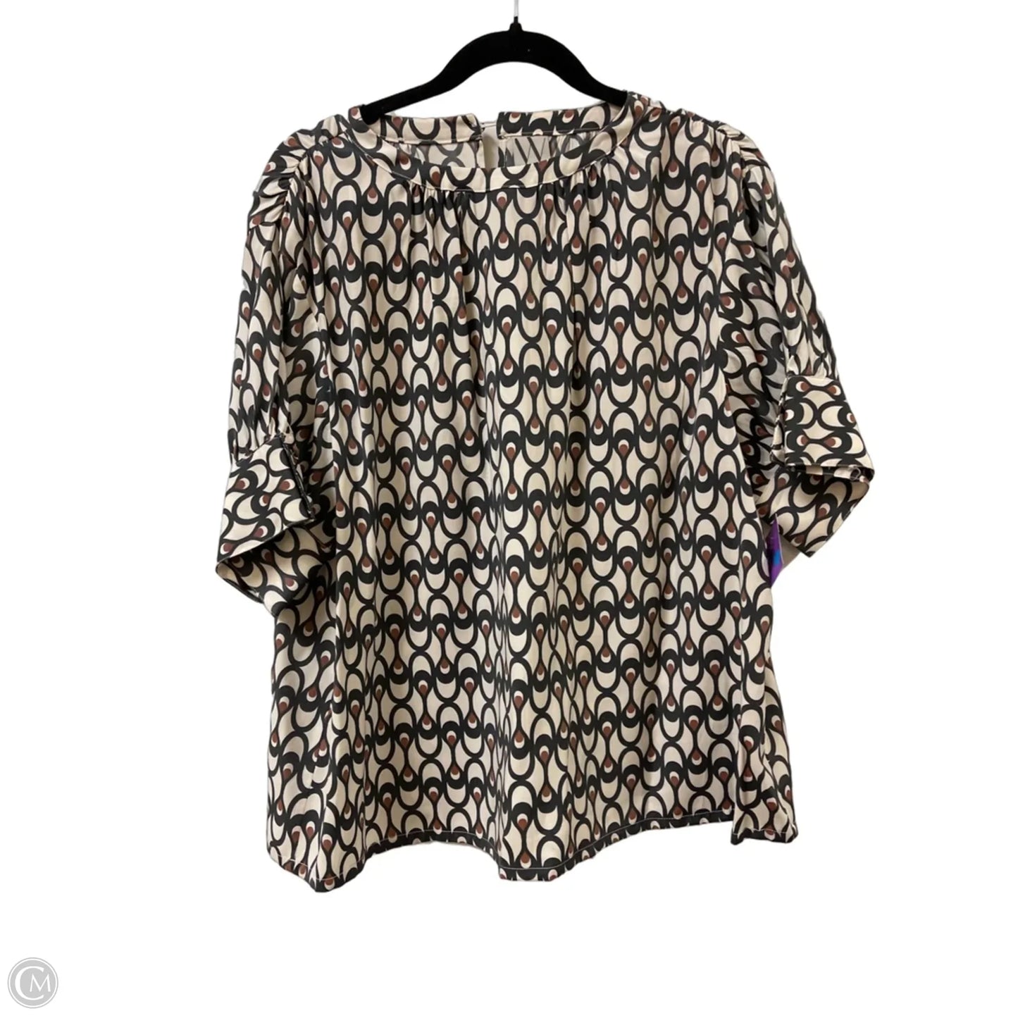 Top Short Sleeve By Worthington In Black & Cream, Size: Xl