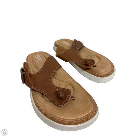 Sandals Flip Flops By Izod In Brown, Size: 8