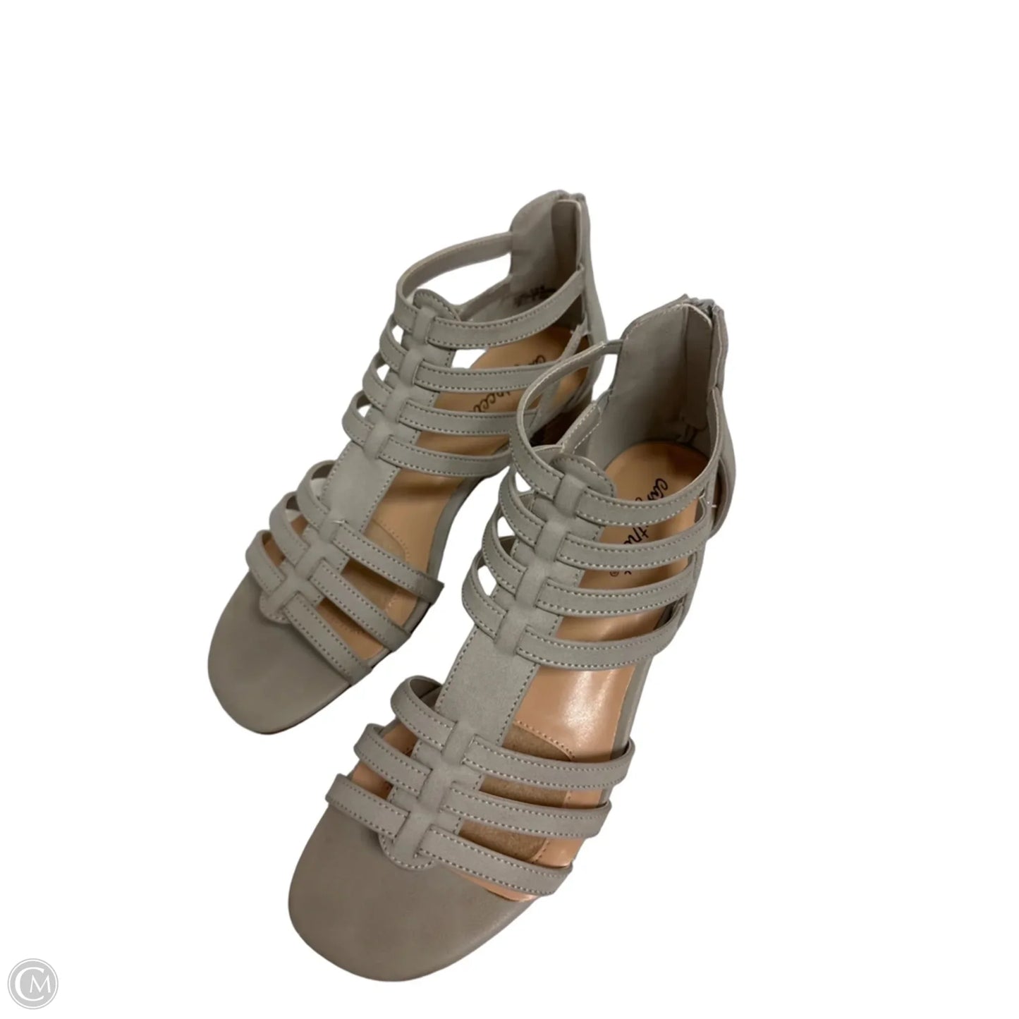 Sandals Heels Block By Easy Street In Grey, Size: 8.5