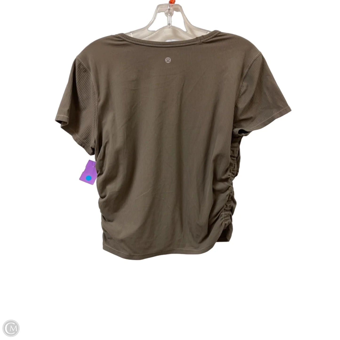 Athletic Top Short Sleeve By Lululemon In Grey, Size: L