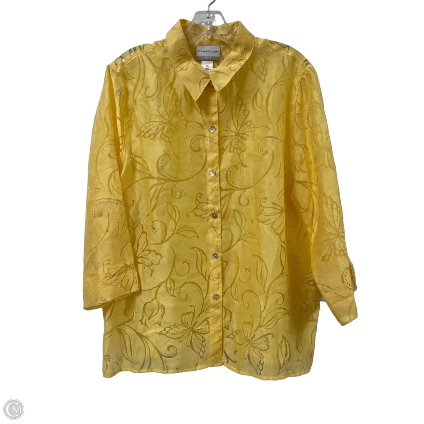 Blouse Long Sleeve By Alfred Dunner In Yellow, Size: Xlp