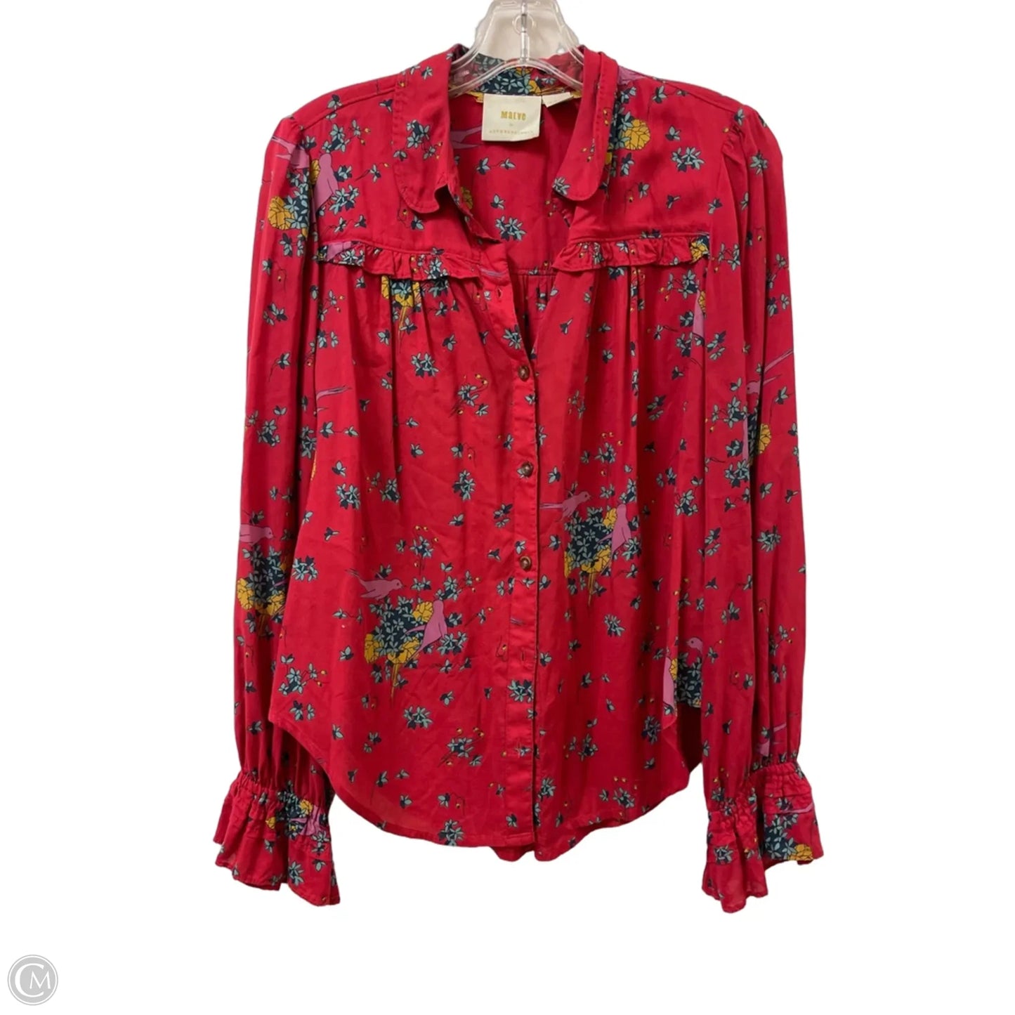 Blouse Long Sleeve By Maeve In Red, Size: S