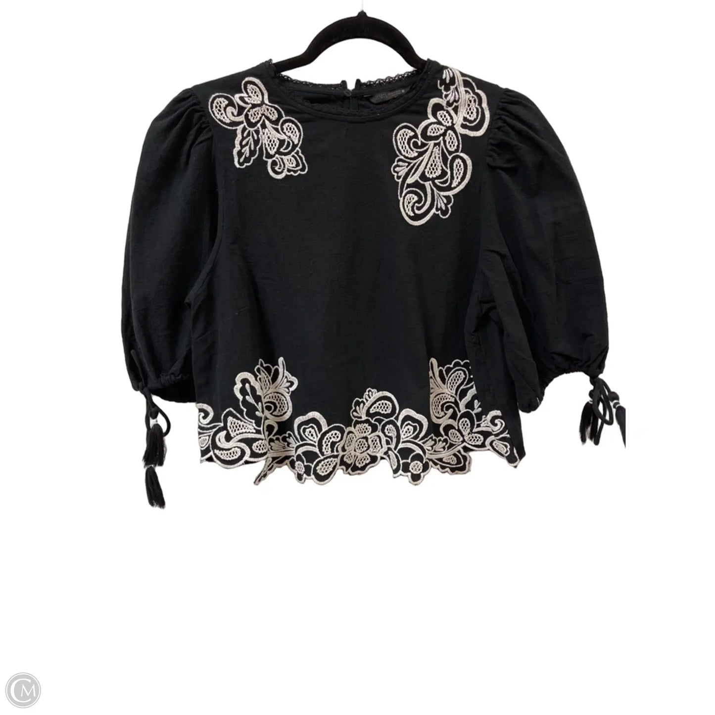 Top Short Sleeve By Zara In Black, Size: S