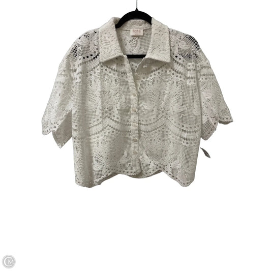 Blouse Short Sleeve By Fate In White, Size: S