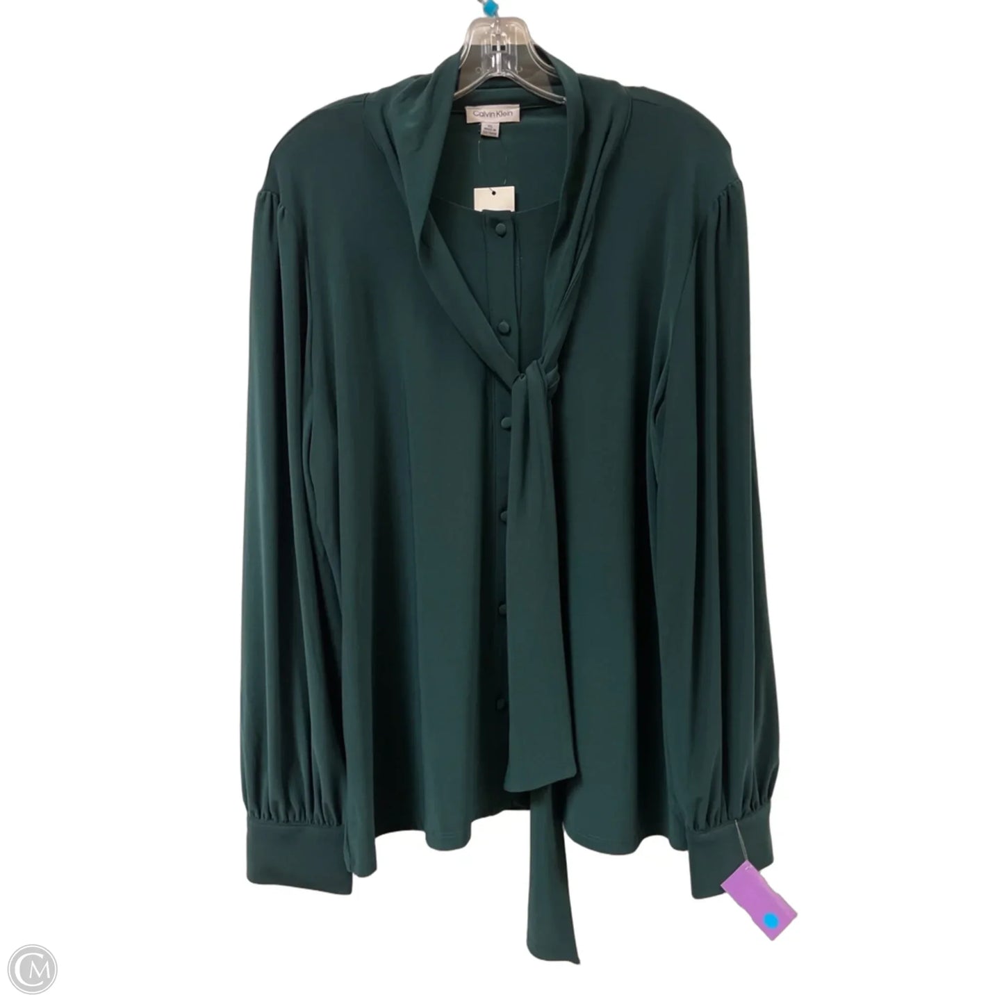 Blouse Long Sleeve By Calvin Klein In Green, Size: Xl