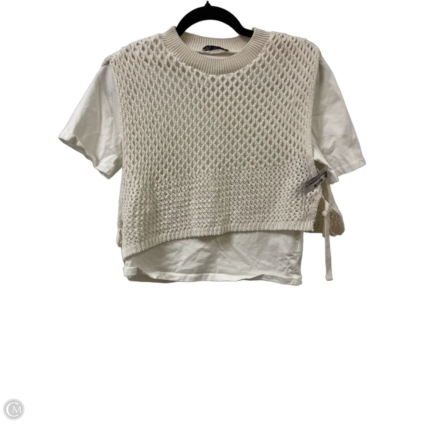 Sweater Short Sleeve By Zara In Cream, Size: M