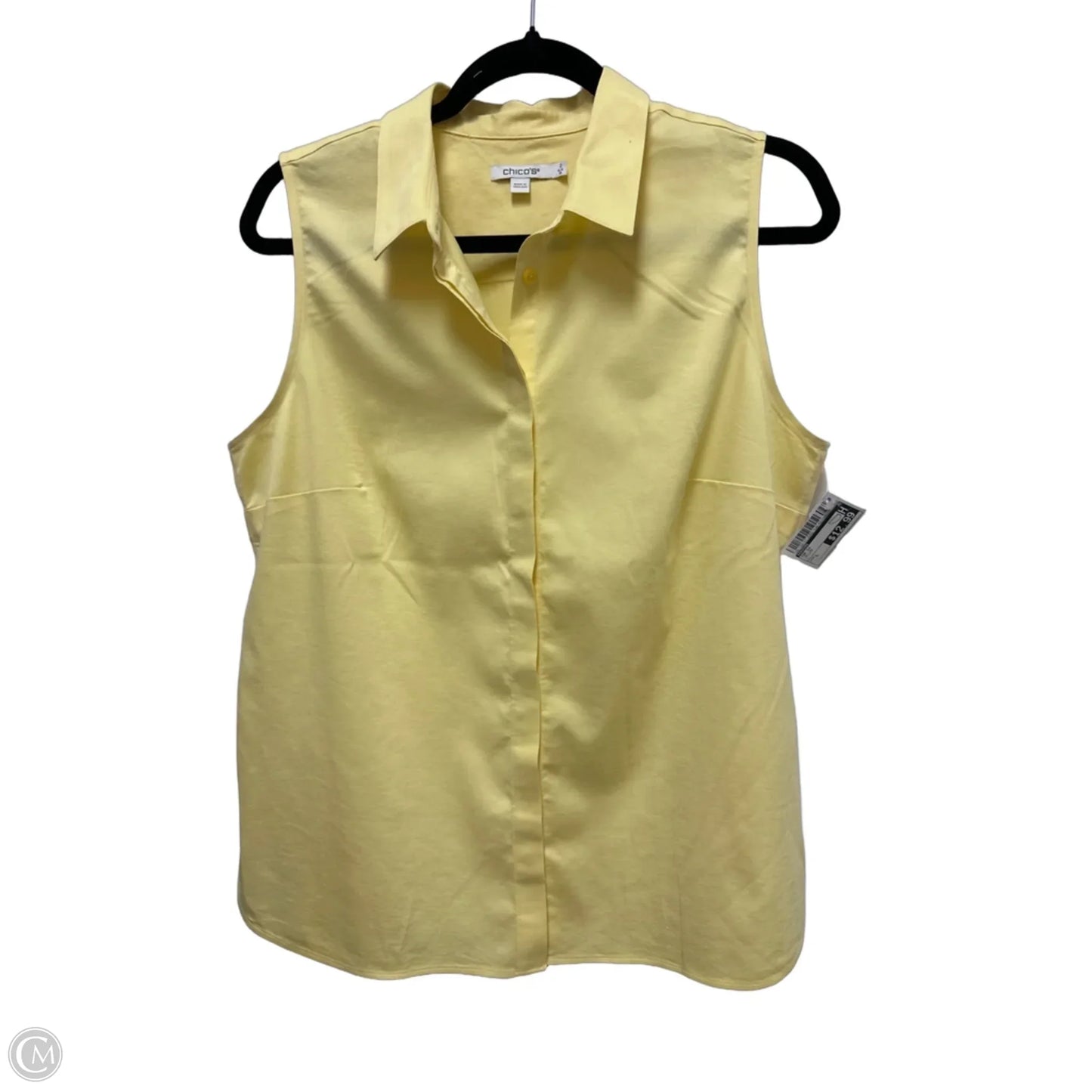 Top Short Sleeve By Chicos In Yellow, Size: L