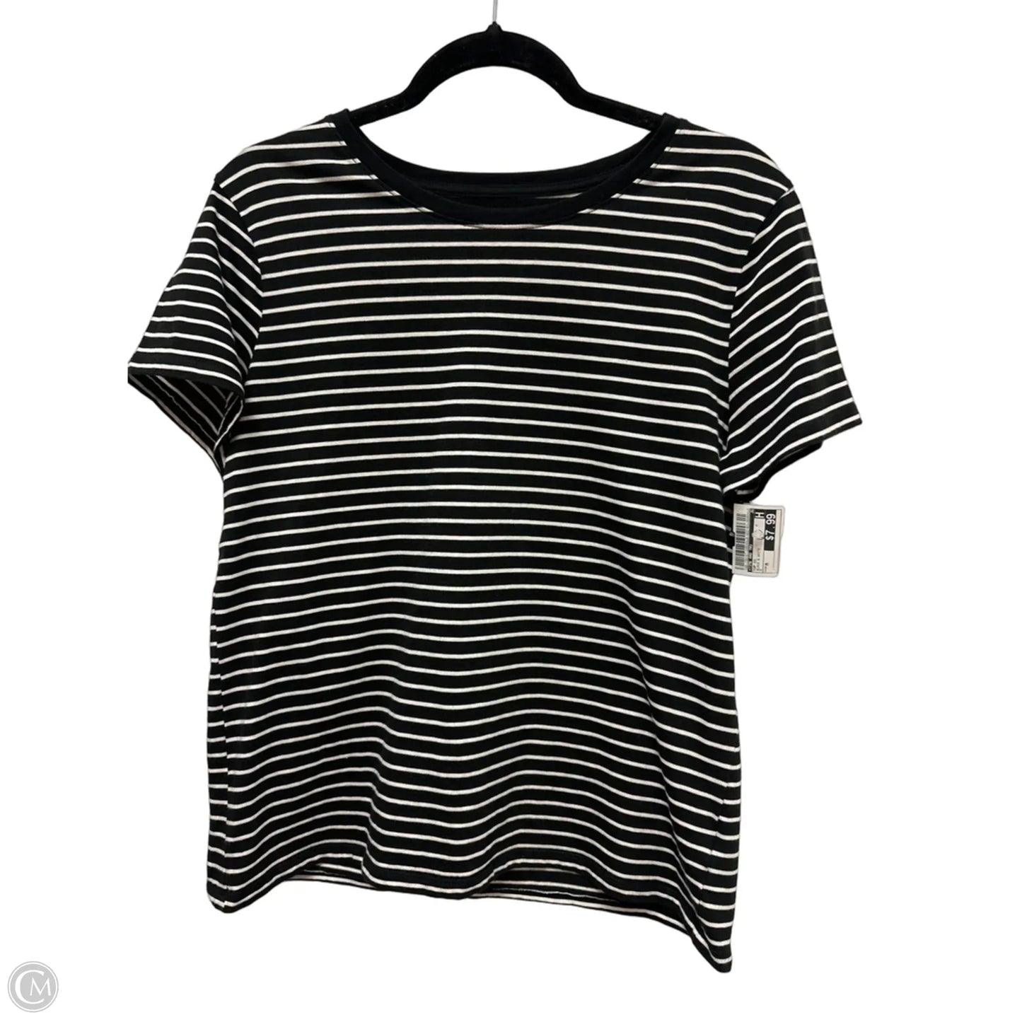 Top Short Sleeve By Time And Tru In Black & White, Size: M