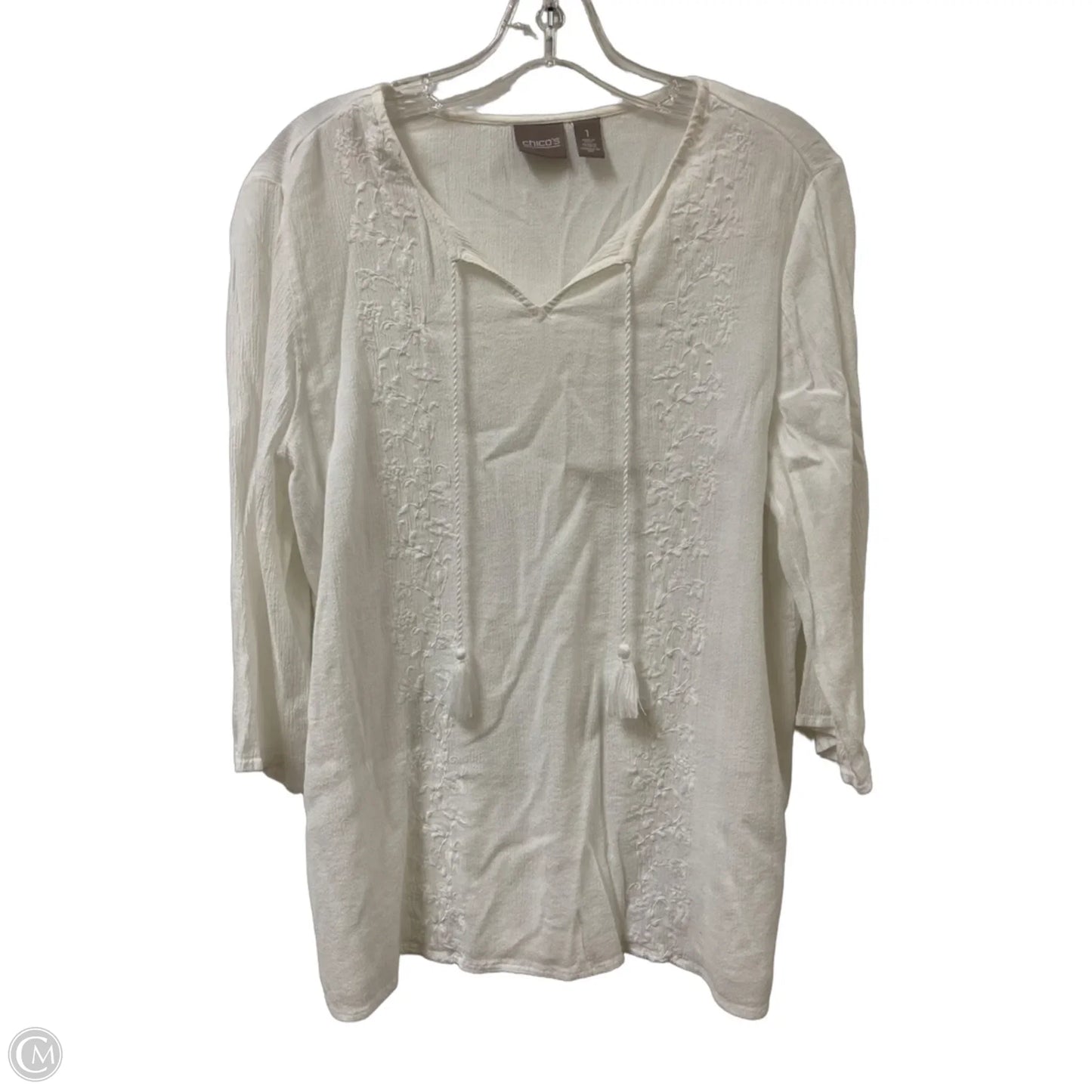 Top Long Sleeve By Chicos In White, Size: M