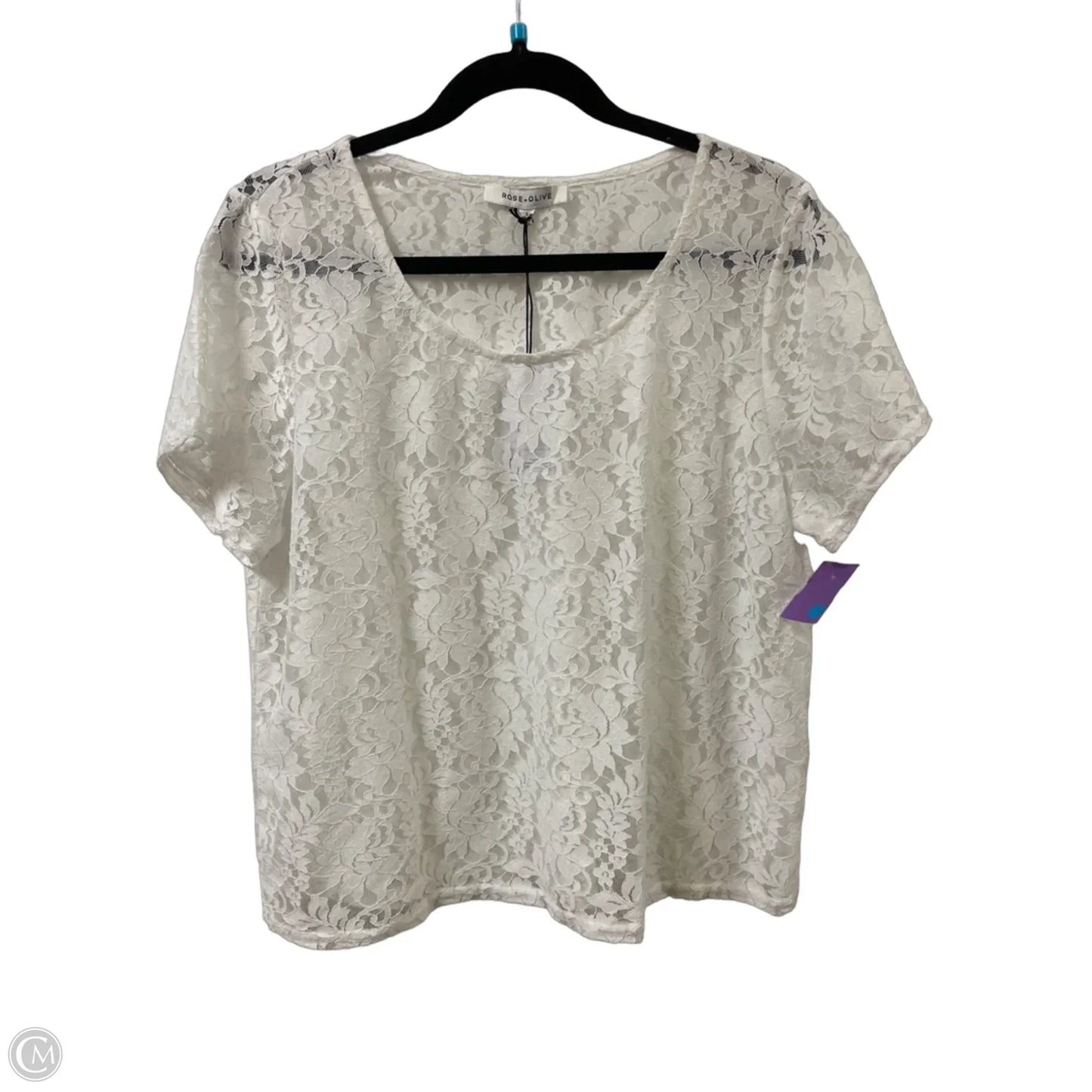 Top Short Sleeve By Rose And Olive In White, Size: L