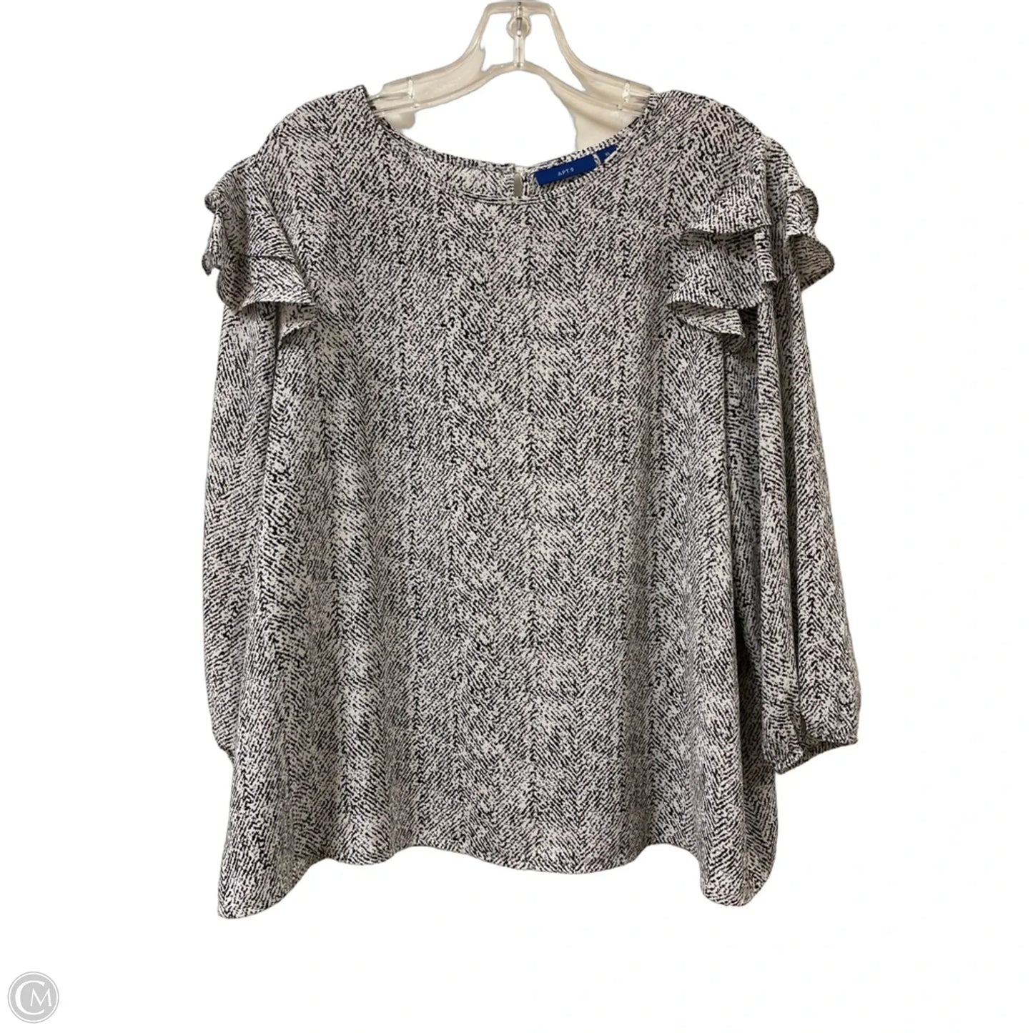 Top Long Sleeve By Apt 9 In Black & White, Size: Xl