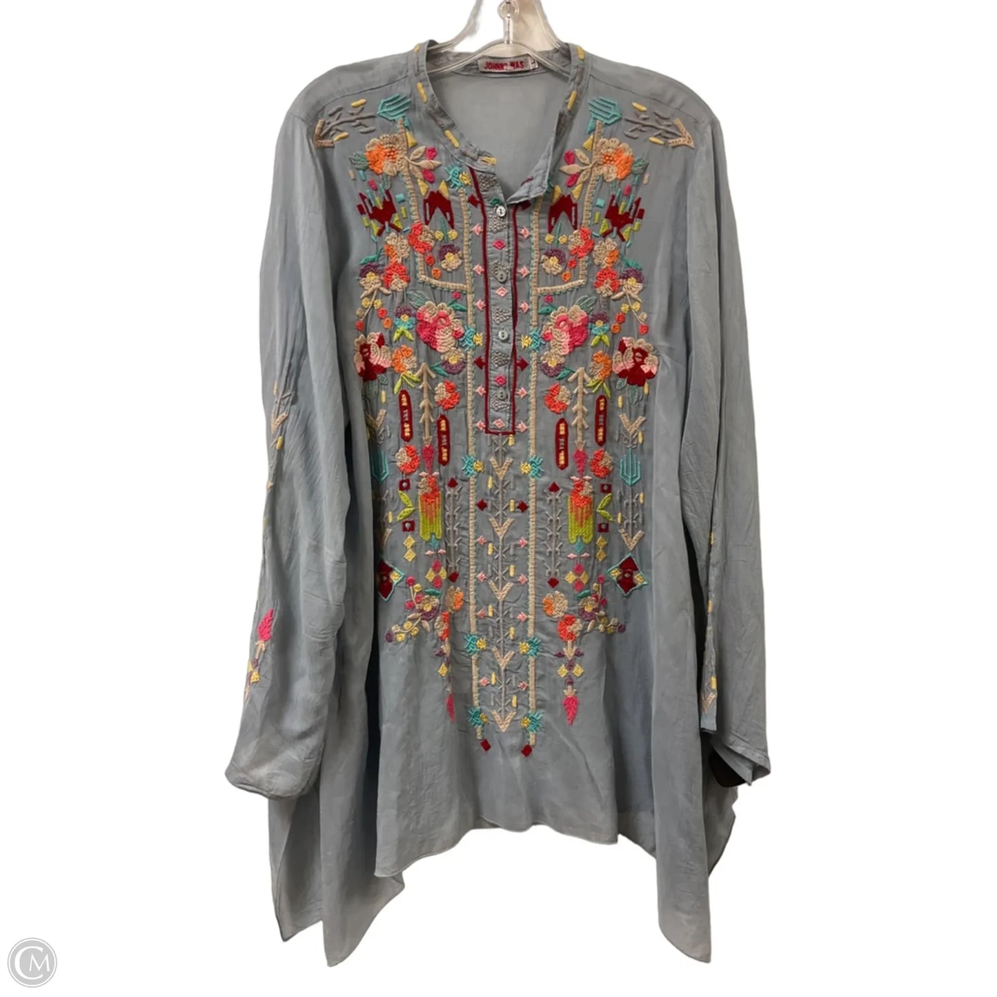 Tunic Designer By Johnny Was In Grey, Size: L