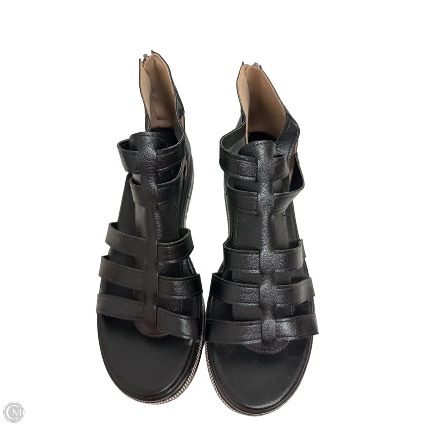 Sandals Flats By Clothes Mentor In Black, Size: 12.5