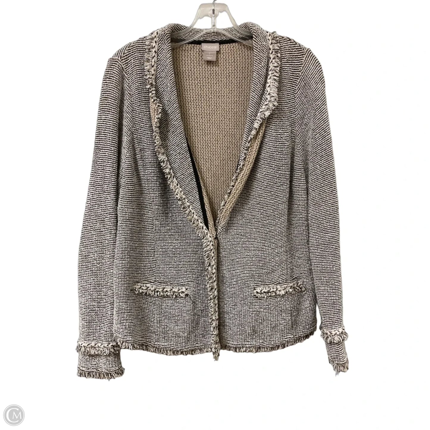 Blazer By Chicos In Black & Cream, Size: M