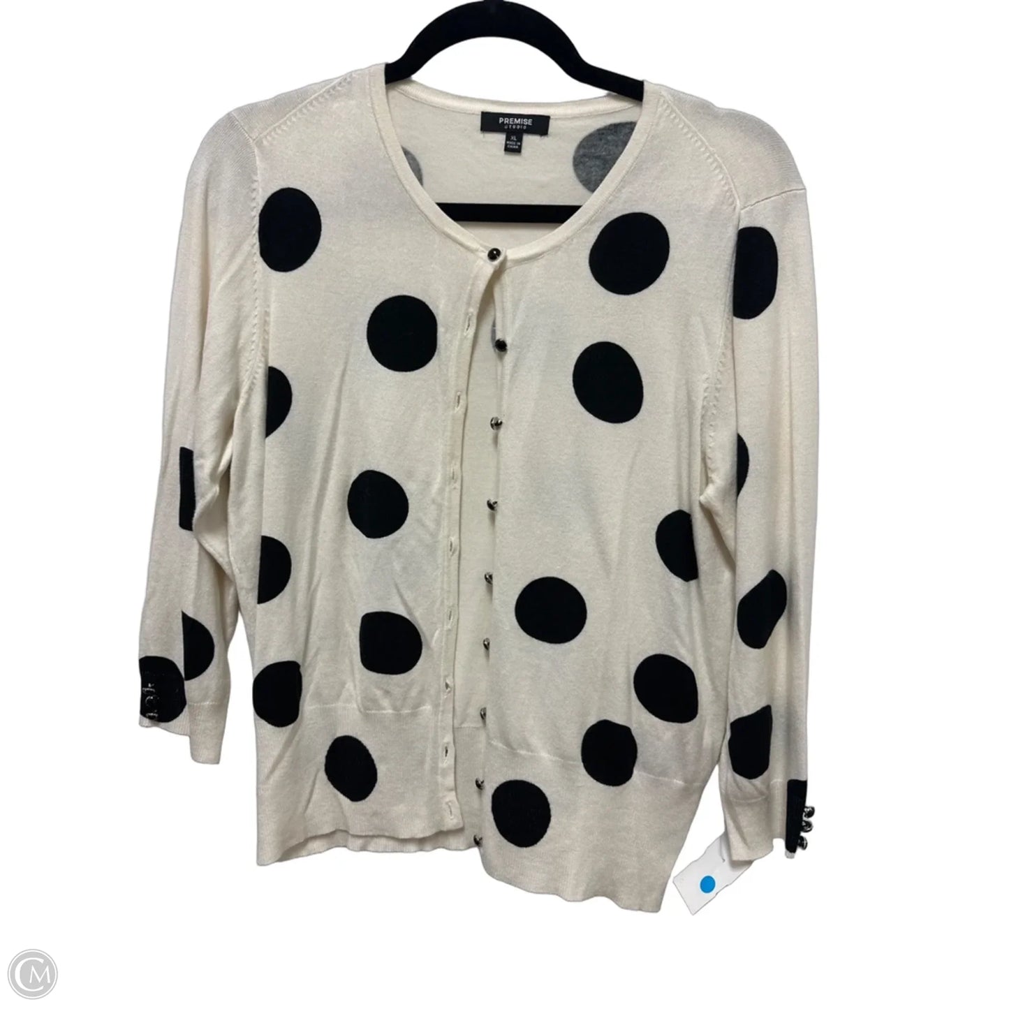 Sweater Cardigan By Premise In Polkadot Pattern, Size: Xl