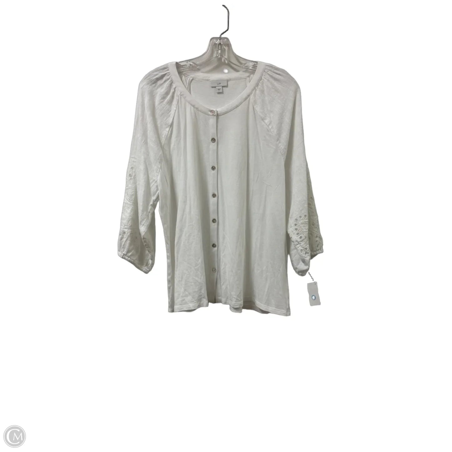 Blouse Long Sleeve By J. Jill In White, Size: L