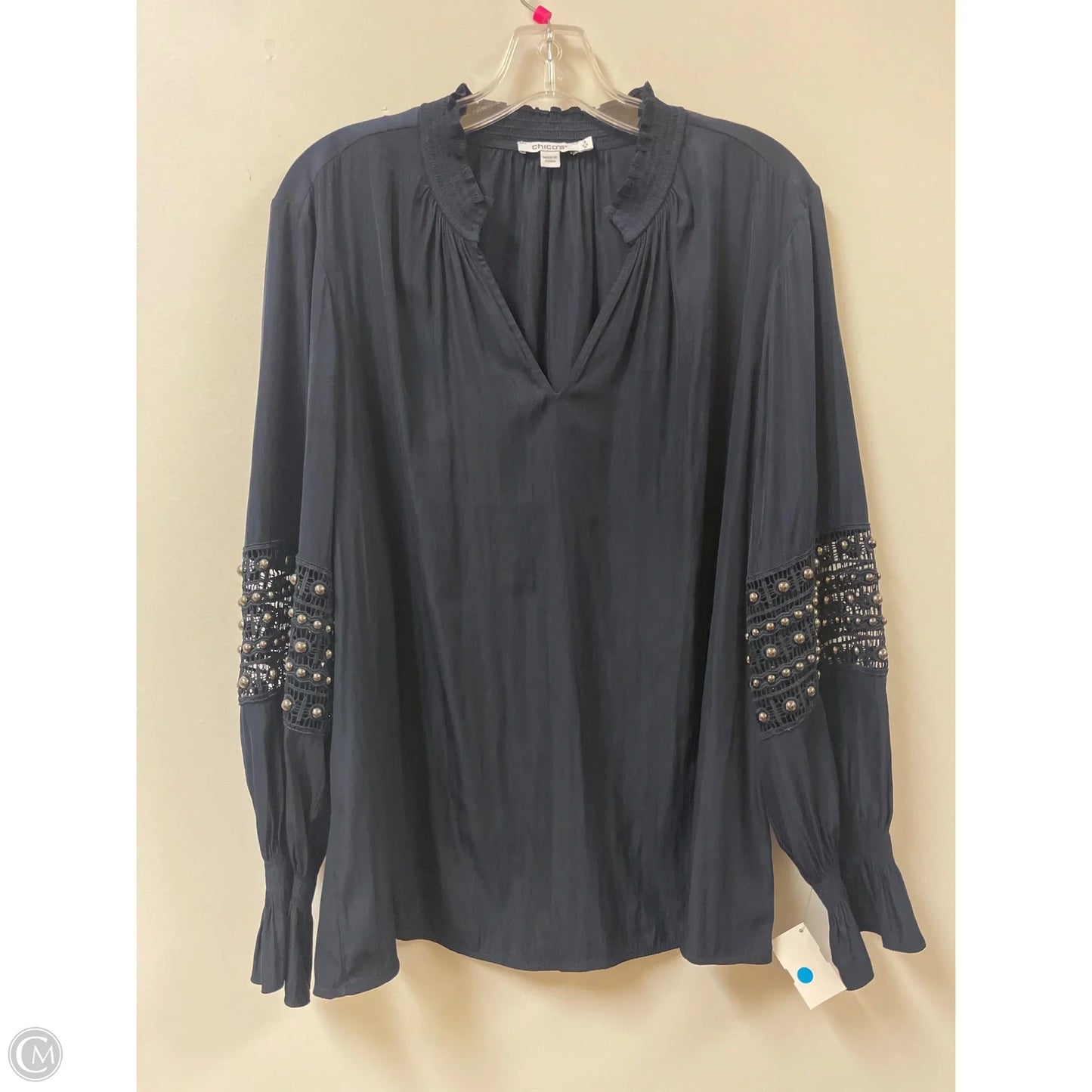 Top Long Sleeve By Chicos In Navy, Size: Xl
