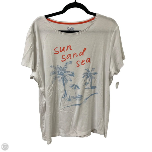 Top Short Sleeve By Croft And Barrow In White, Size: 1x