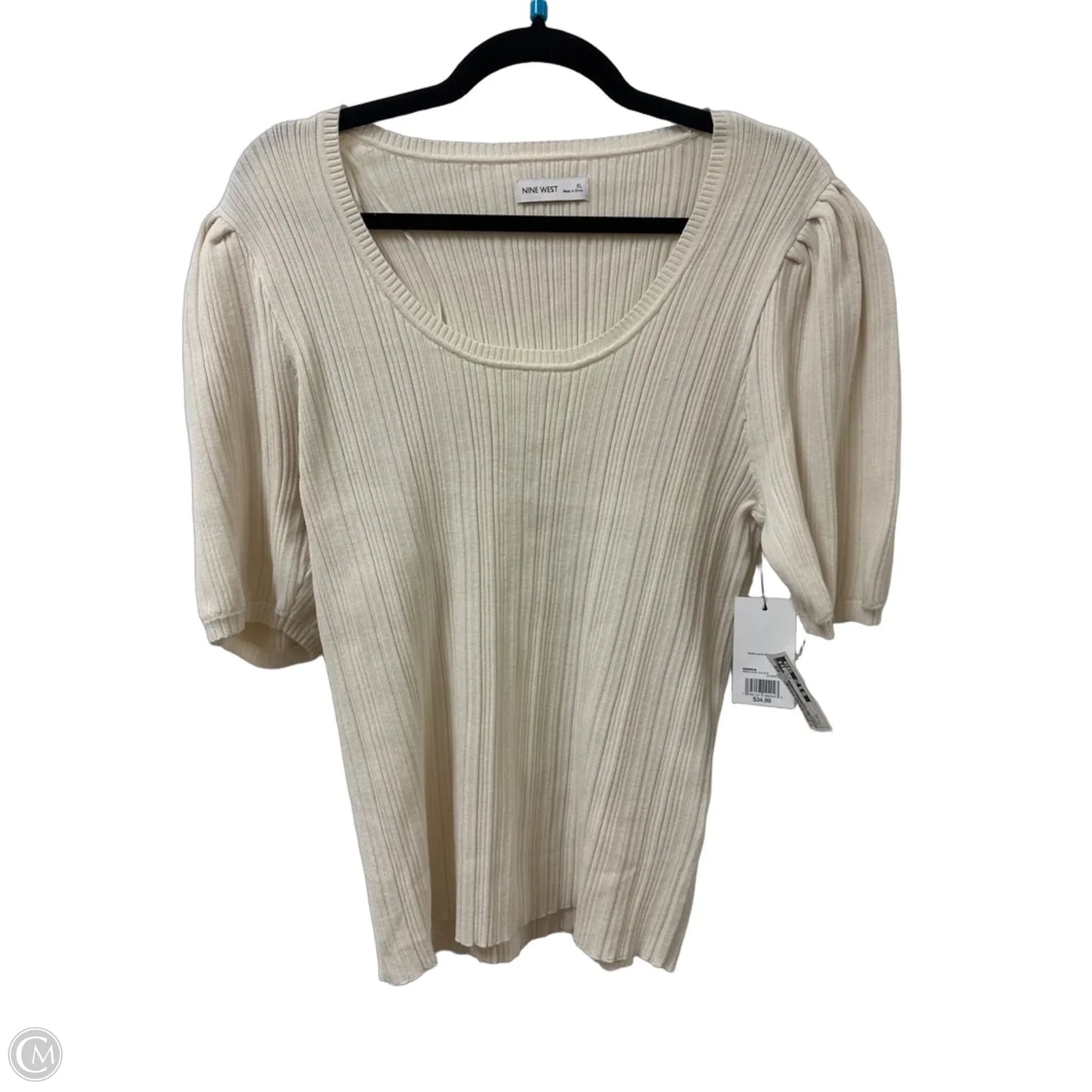 Sweater Short Sleeve By Nine West In Cream, Size: Xl