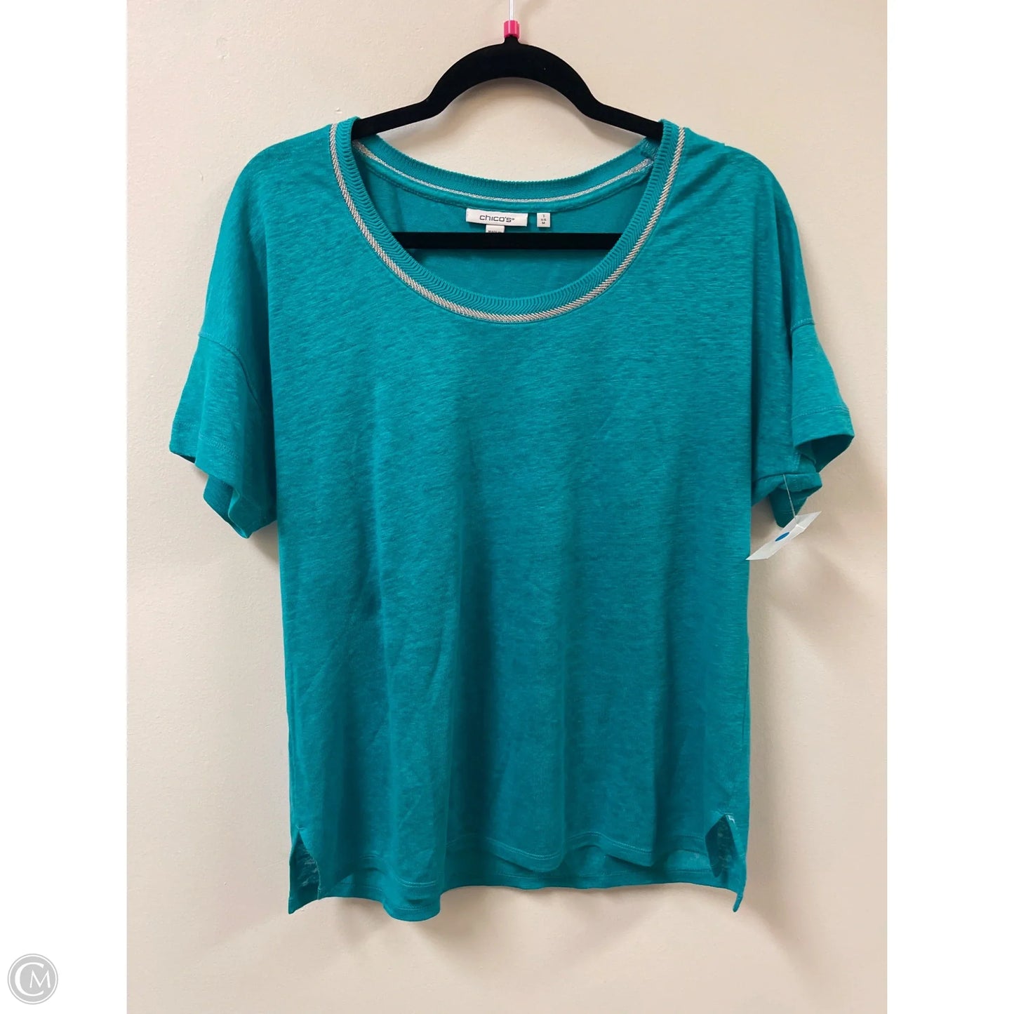 Top Short Sleeve By Chicos In Teal, Size: M