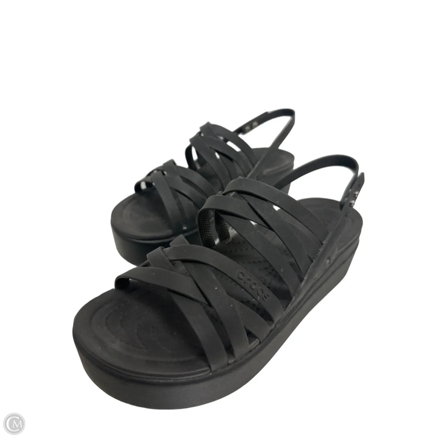 Sandals Heels Platform By Crocs In Black, Size: 8