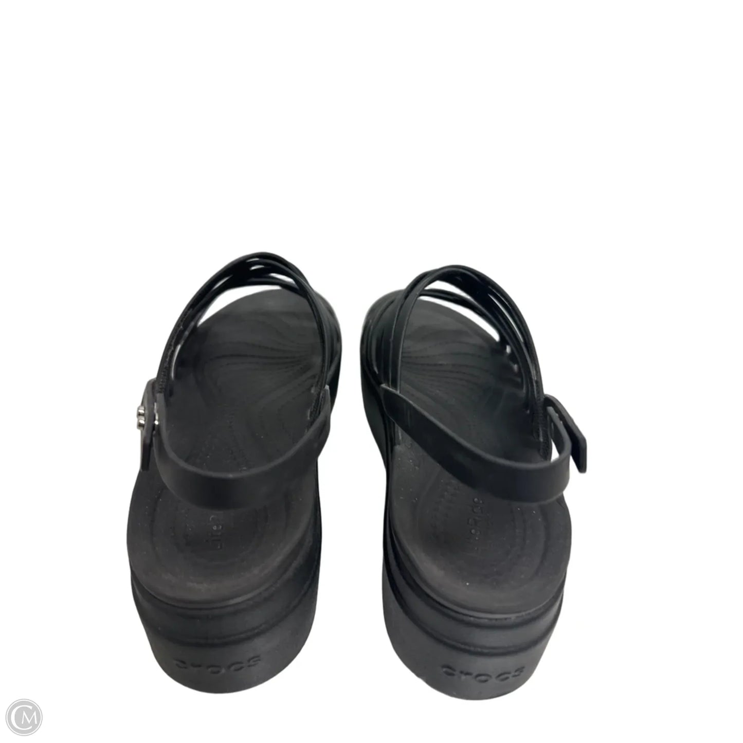 Sandals Heels Platform By Crocs In Black, Size: 8