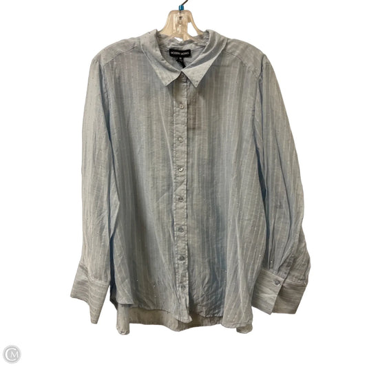 Blouse Long Sleeve By Modern Works In Blue, Size: 1x