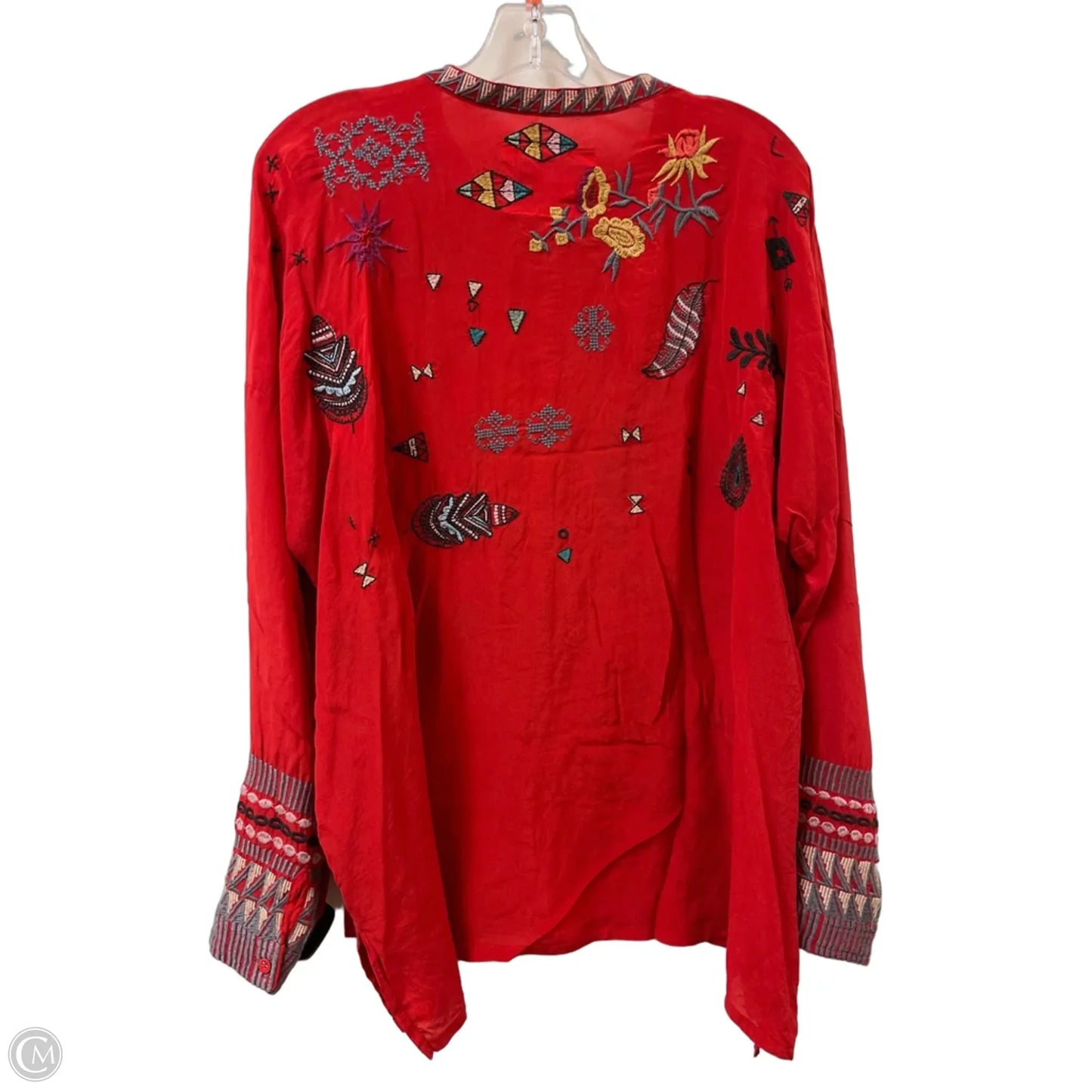 Blouse Designer By Johnny Was In Red, Size: M