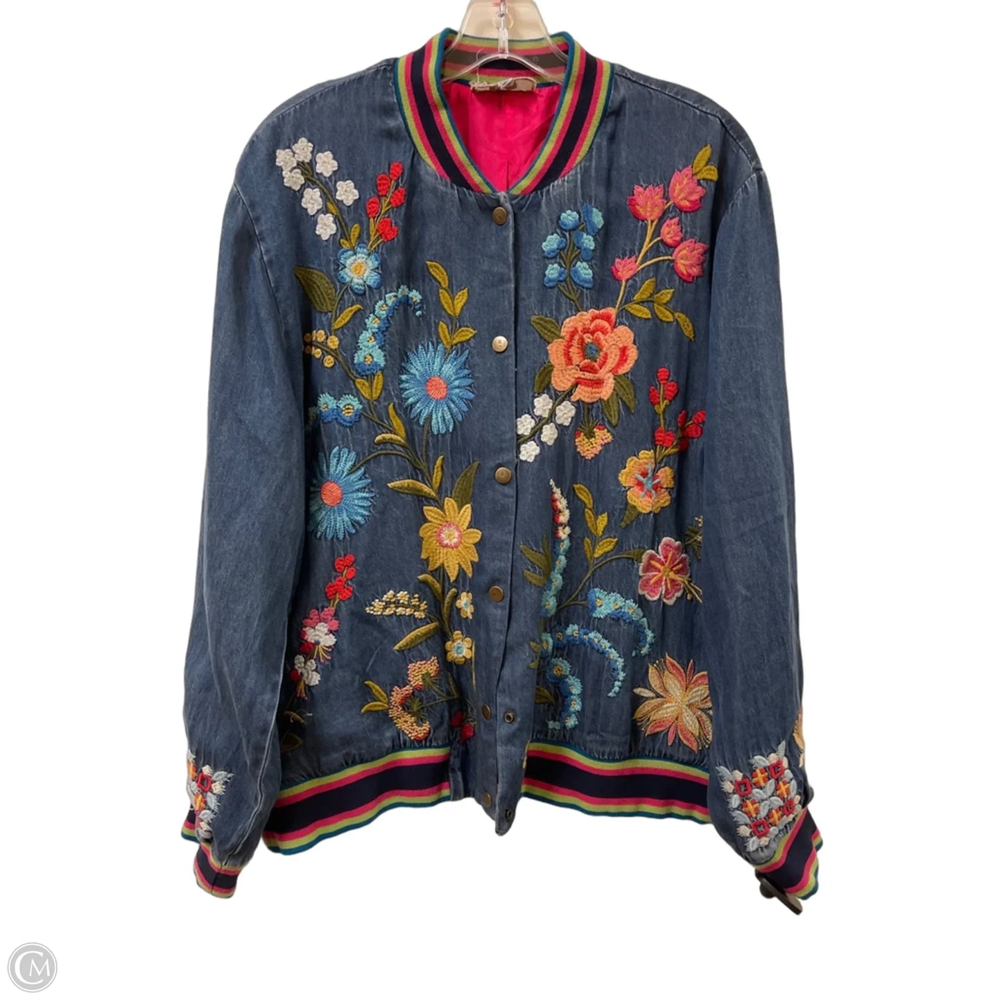 Jacket Designer By Johnny Was In Blue, Size: L