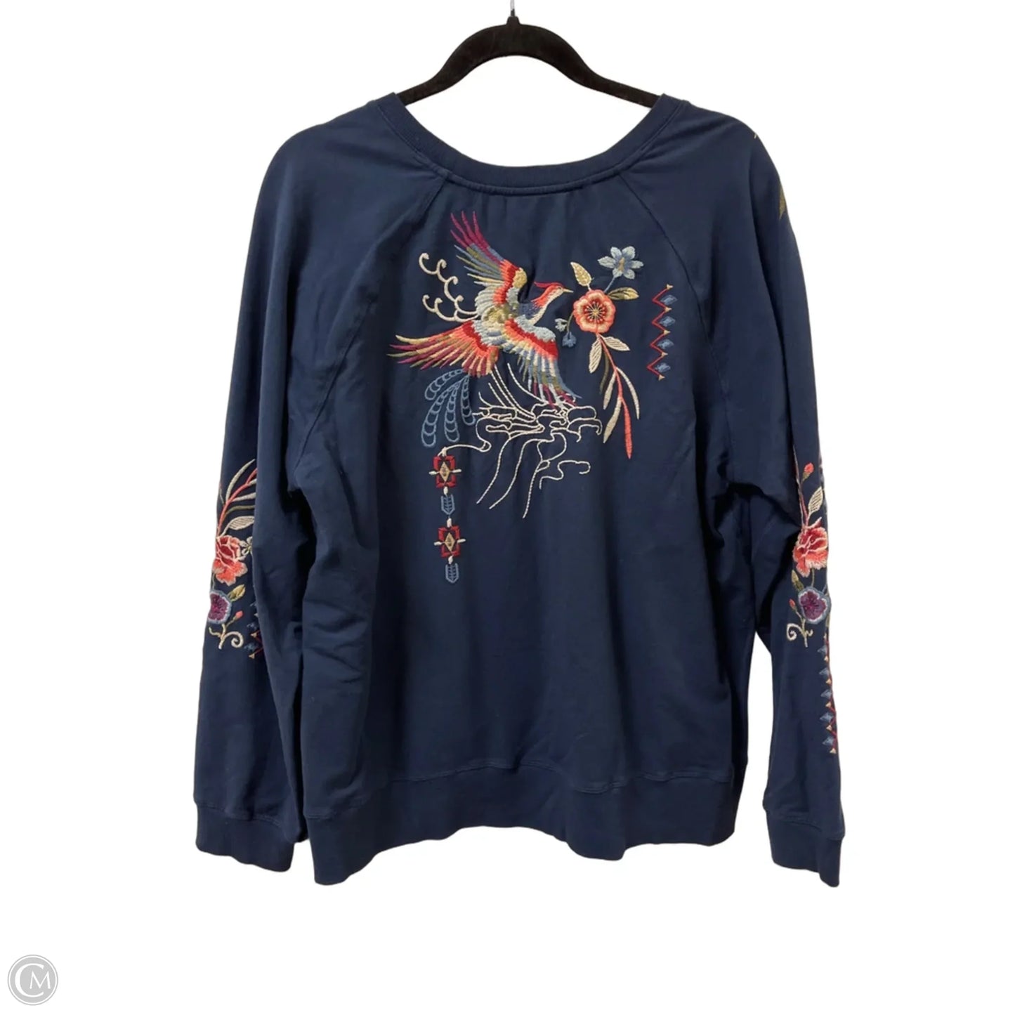 Sweatshirt Designer By Johnny Was In Navy, Size: L