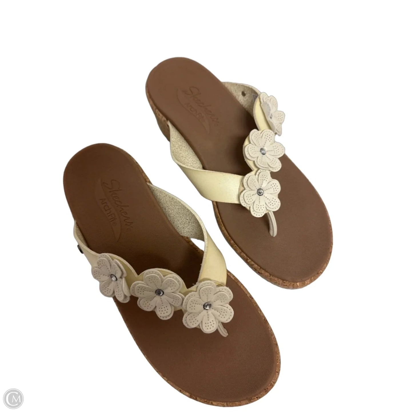 Sandals Heels Wedge By Skechers In Cream, Size: 7.5