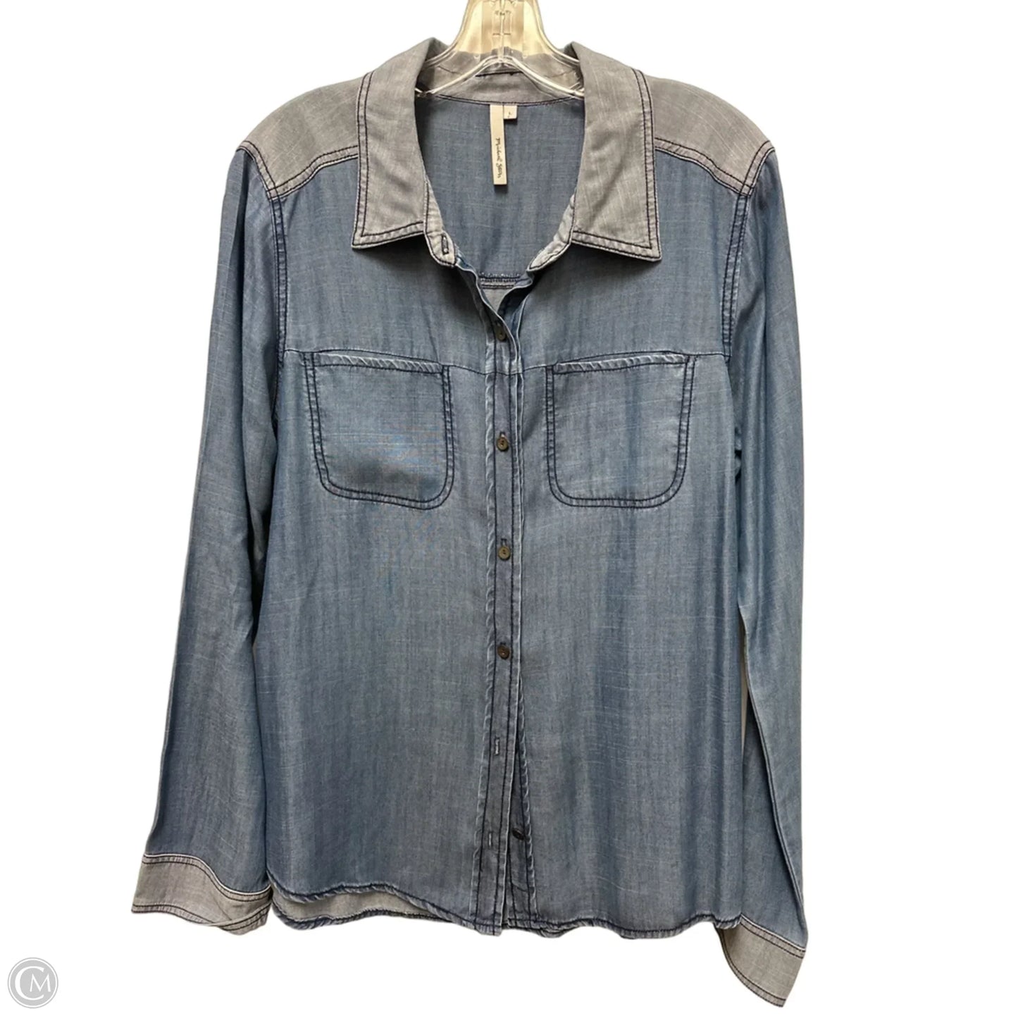 Blouse Long Sleeve By Michael Stars In Blue, Size: L