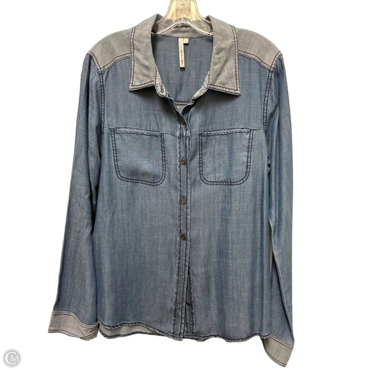 Blouse Long Sleeve By Michael Stars In Blue, Size: L