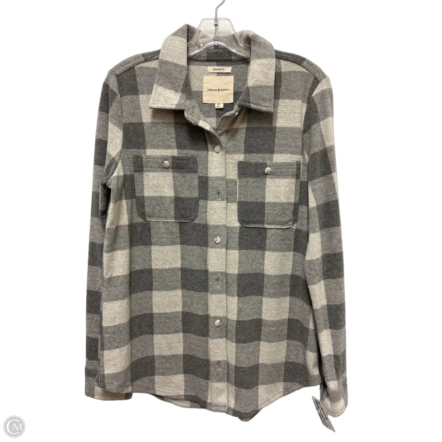 Jacket Shirt By Thread And Supply In Grey, Size: M