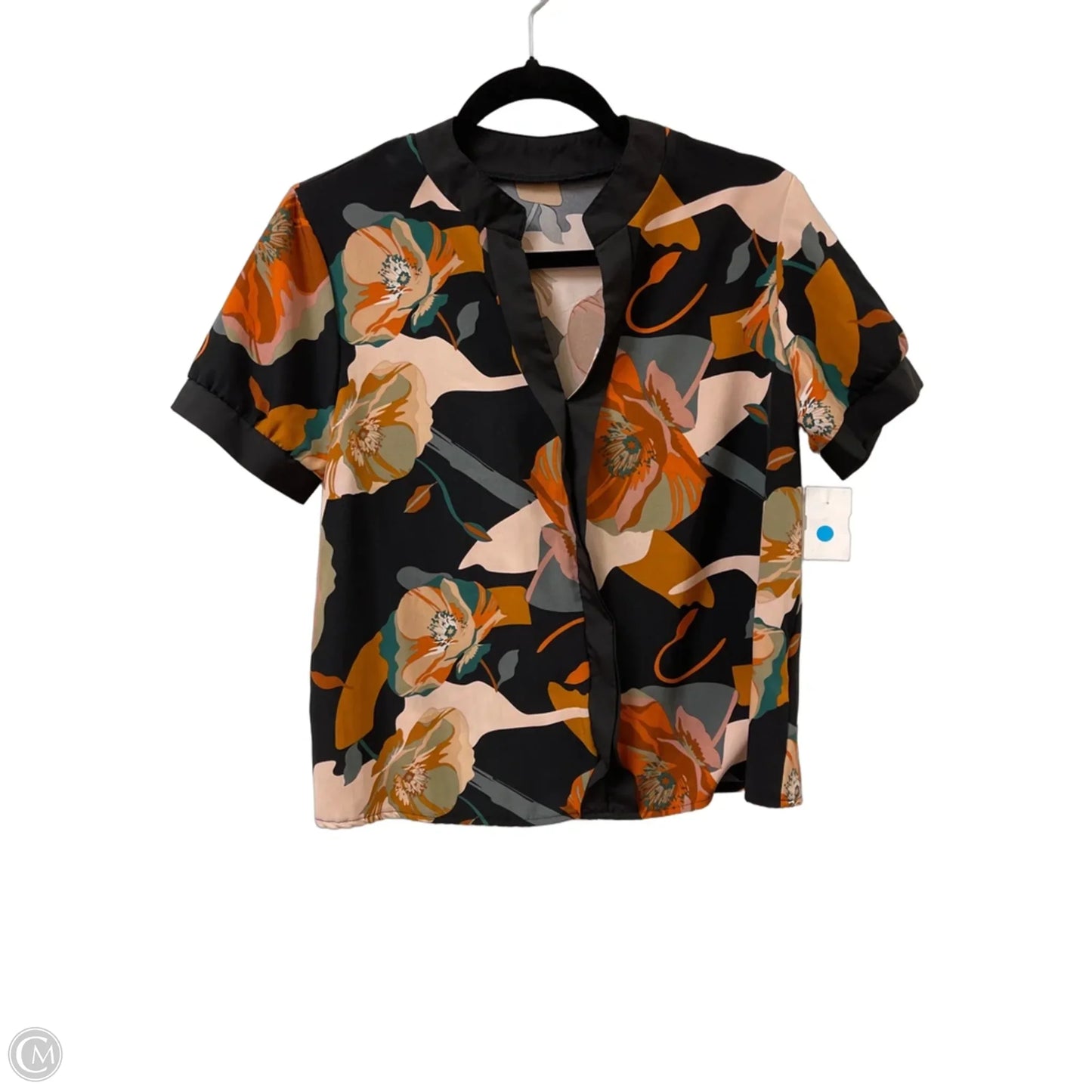 Top Short Sleeve By Emery Rose In Black & Orange, Size: S