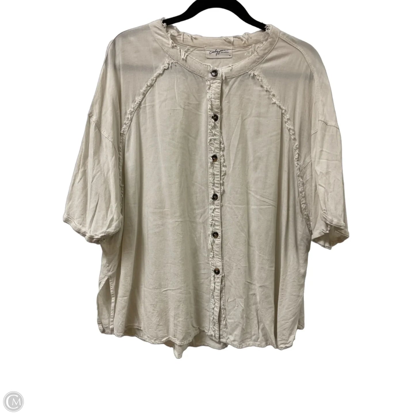 Blouse Short Sleeve By Carly Jean In Cream, Size: L