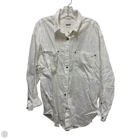 Jacket Shirt By Aerie In White, Size: L