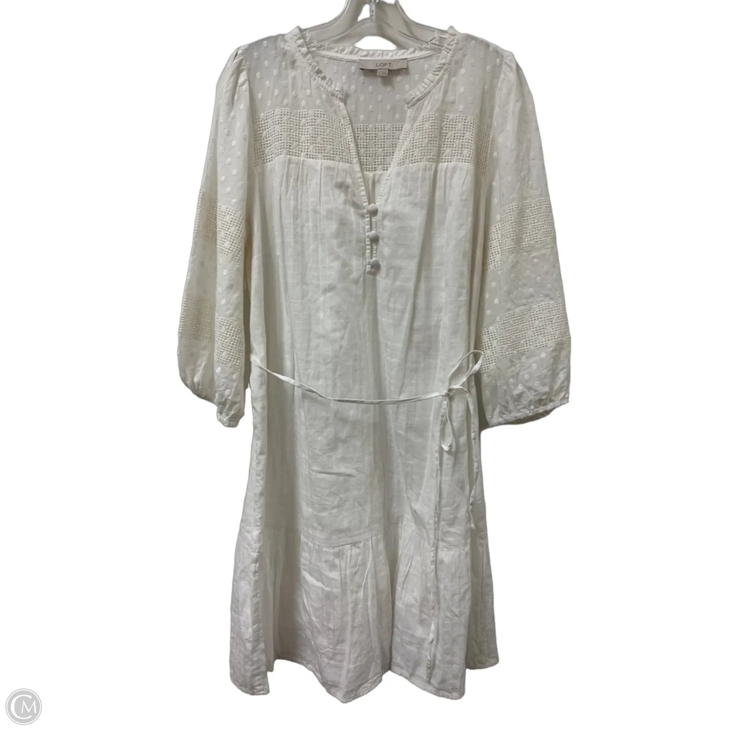 Dress Casual Midi By Loft In White, Size: L