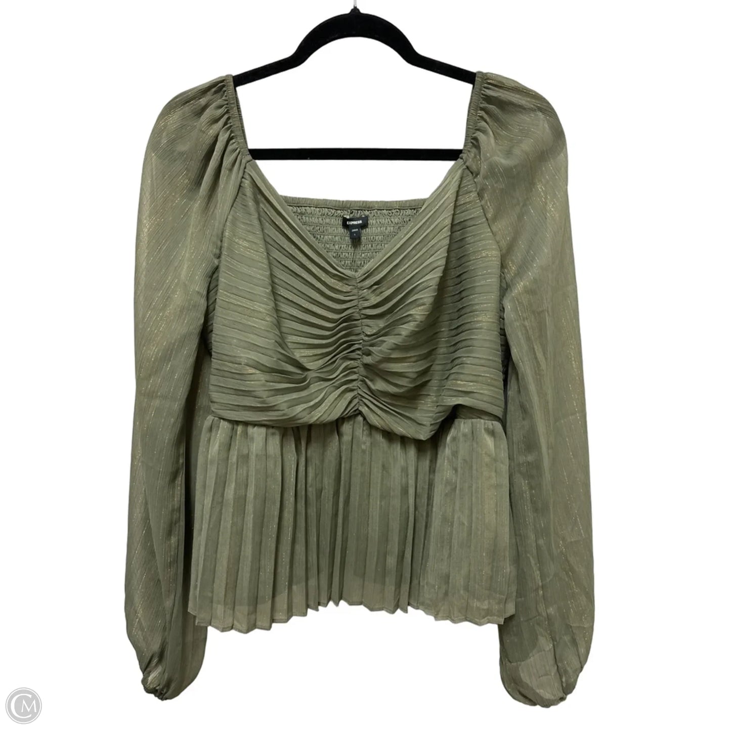 Top Long Sleeve By Express In Green, Size: L