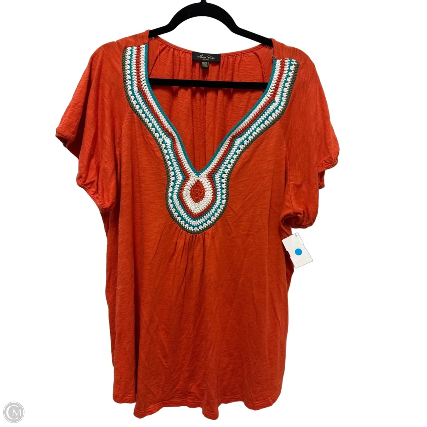 Top Short Sleeve By Melissa Paige In Orange, Size: 2x