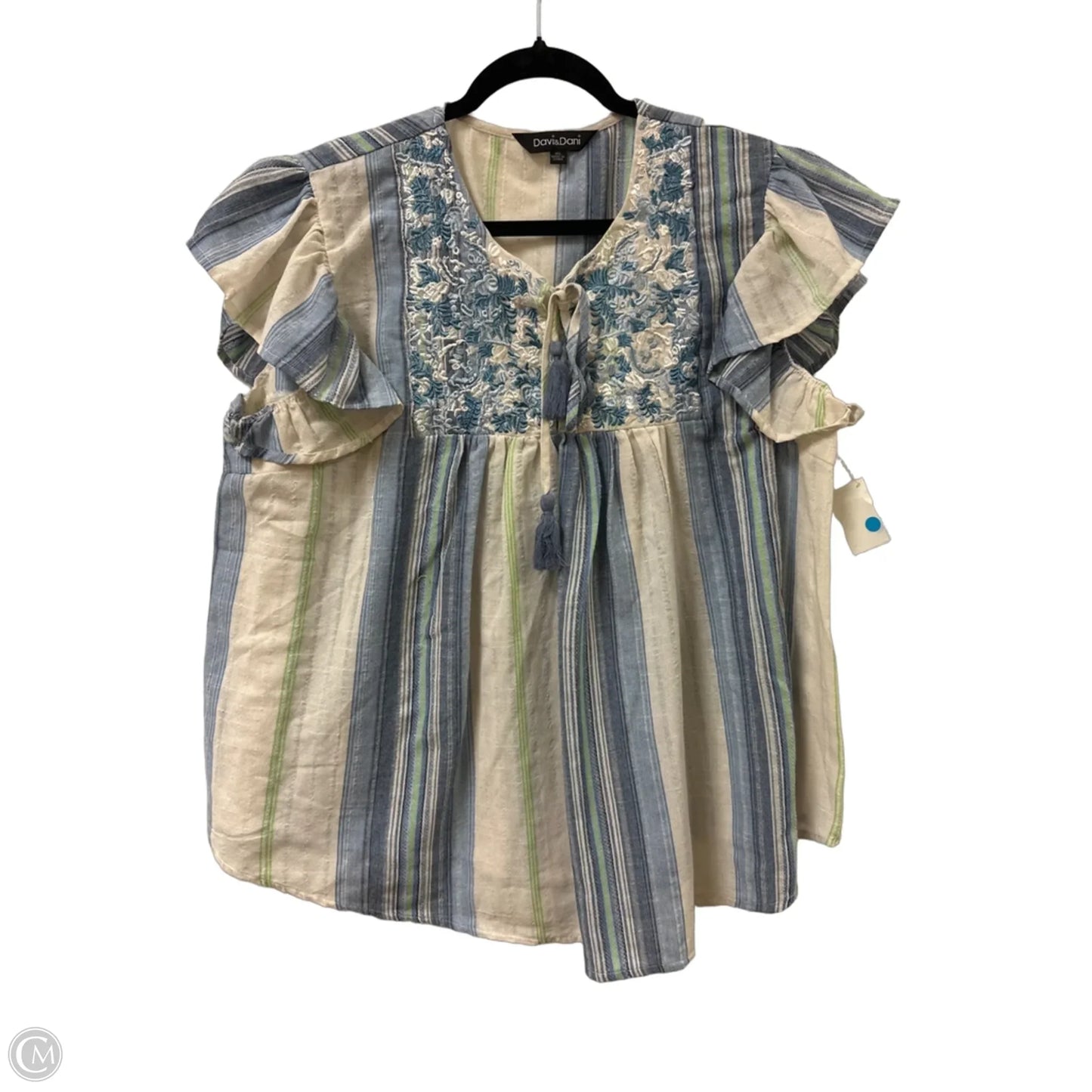 Top Short Sleeve By Davi & Dani In Blue, Size: 1x