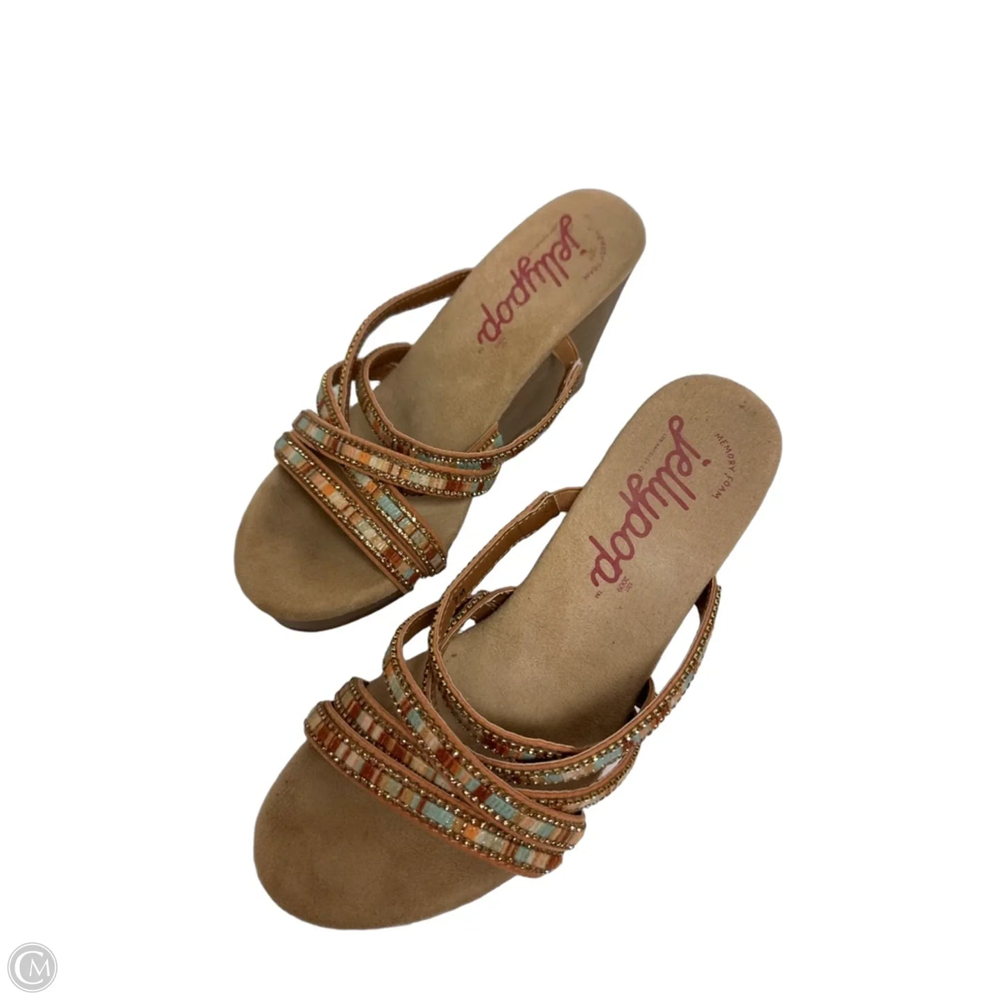 Sandals Heels Wedge By Jelly Pop In Brown, Size: 7