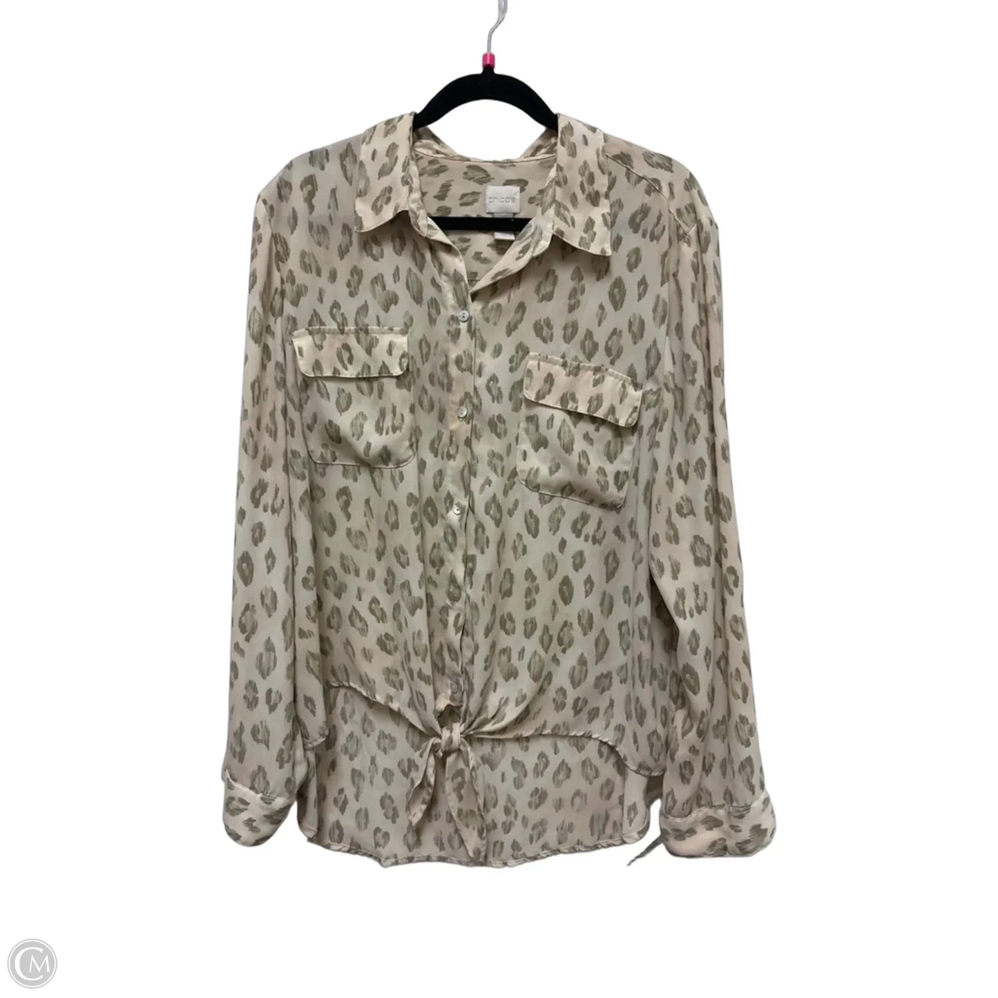 Blouse Long Sleeve By Chicos In Animal Print, Size: Xl