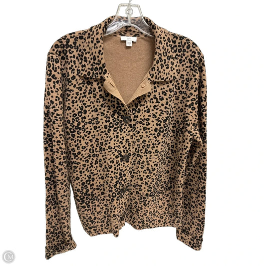 Sweater Cardigan By J. Jill In Animal Print, Size: M