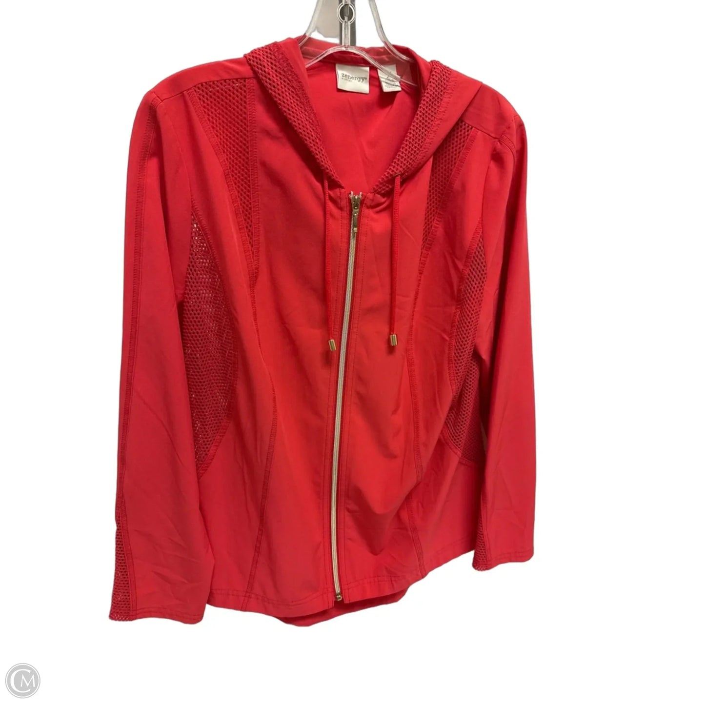 Athletic Jacket By Chicos In Coral, Size: L